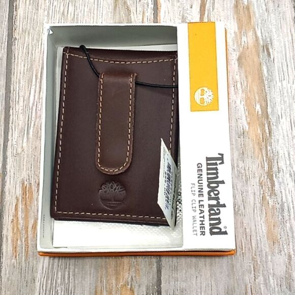 ❤️hp❤️ timberland Delta Leather Flip Clip Wallet Bag - Picture 2 of 6